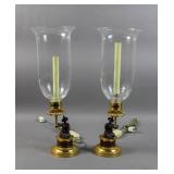 Pair of  Regency style hurricane lamps