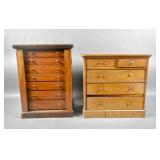 Diminutive mahogany Wellington chest; Diminutive mahogany Wellington chest;