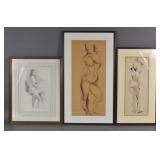 Group of 3 nude drawings Group of 3 nude drawings