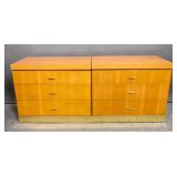 Pair of Mid Century style blond wood side tables Pair of Mid Century style blond wood side tables