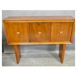 Art Deco style walnut drinks cabinet on stand