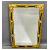 Black painted & gilt-decorated rectangular mirror