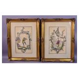 Pair of hand-colored etchings Pair of hand-colored etchings