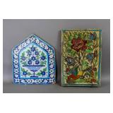2 Persian glazed tiles 2 Persian glazed tiles