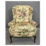Queen Anne style mahogany wing chair Queen Anne style mahogany wing chair