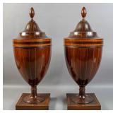 Pair of Georgian style mahogany knife urns Pair of Georgian style mahogany knife urns
