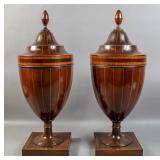 Pair of Georgian style mahogany knife urns