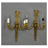 Pair of Louis XVI style gilt-metal 2-arm sconces