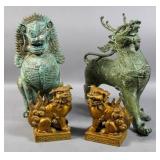 Asian bronze fu dog and dragon;