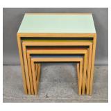 Modern blond wood nesting tables