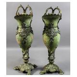 Pair of Victorian painted metal ewers Pair of Victorian painted metal ewers