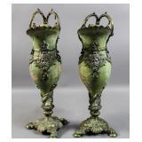 Pair of Victorian painted metal ewers