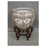 Famille rose porcelain fish bowl