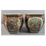 Pair of Asian porcelain planters