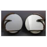Pair of Art Deco style wood & mirrored shelves Pair of Art Deco style wood & mirrored shelves