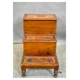 Mahogany and leather inset bedside steps