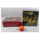 3 Asian style lacquered boxes 3 Asian style lacquered boxes