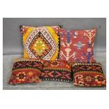 Group of 5 Kilim pillows