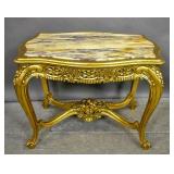 Louis XV style giltwood and marble top side table Louis XV style giltwood and marble top side table