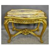 Louis XV style giltwood and marble top side table