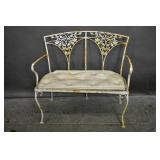 White painted wrought iron love seat