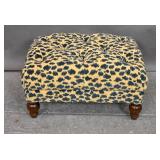 Blue and yellow leopard pattern ottoman