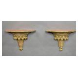 Pair of carved wood wall brackets