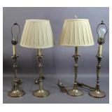 Set of 4 silver plated candlestick lamps