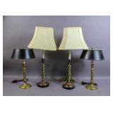 2 Pairs of brass candlestick lamps