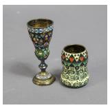 2 Pieces of Russian silver enamel