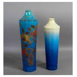 2 Asian ceramic blue vases 2 Asian ceramic blue vases