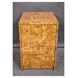 Formica filing cabinet with burl wood design