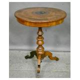 Walnut and inlaid circular side table Walnut and inlaid circular side table