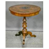 Walnut and inlaid circular side table