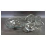 3 Mats Jonasson molded crystal figures; 3 Mats Jonasson molded crystal figures;