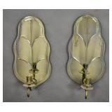 Pair of mirrored-back leaf-form sconces