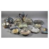 Group of assorted silver plated serving pieces