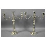 Pair of Georgian style silver plated candelabra