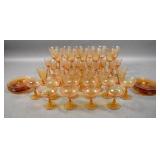 Set of amber tinted glass wares