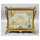 Gilt-bronze & etched glass cordial set