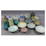 Group of pottery vases & bowls