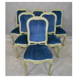 Set of 6 Louis XV green painted dining chairs