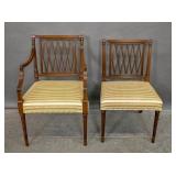 Regency style mahogany armchair & side chair