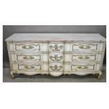 Provincial Louis XV style painted triple dresser