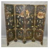 Chinese lacquered 4-panel screen