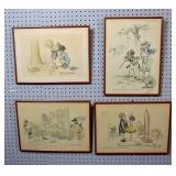 4 French cafe illustrations