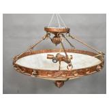 Painted metal & faux alabaster hall light