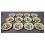 Set of 12 Mintons hand painted china fish plates