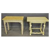 2 English style white painted side tables