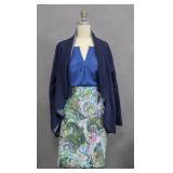 Talbots cardigan, blouse and skirt